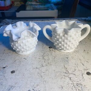 Fenton Hobnail Star Sugar & Creamer